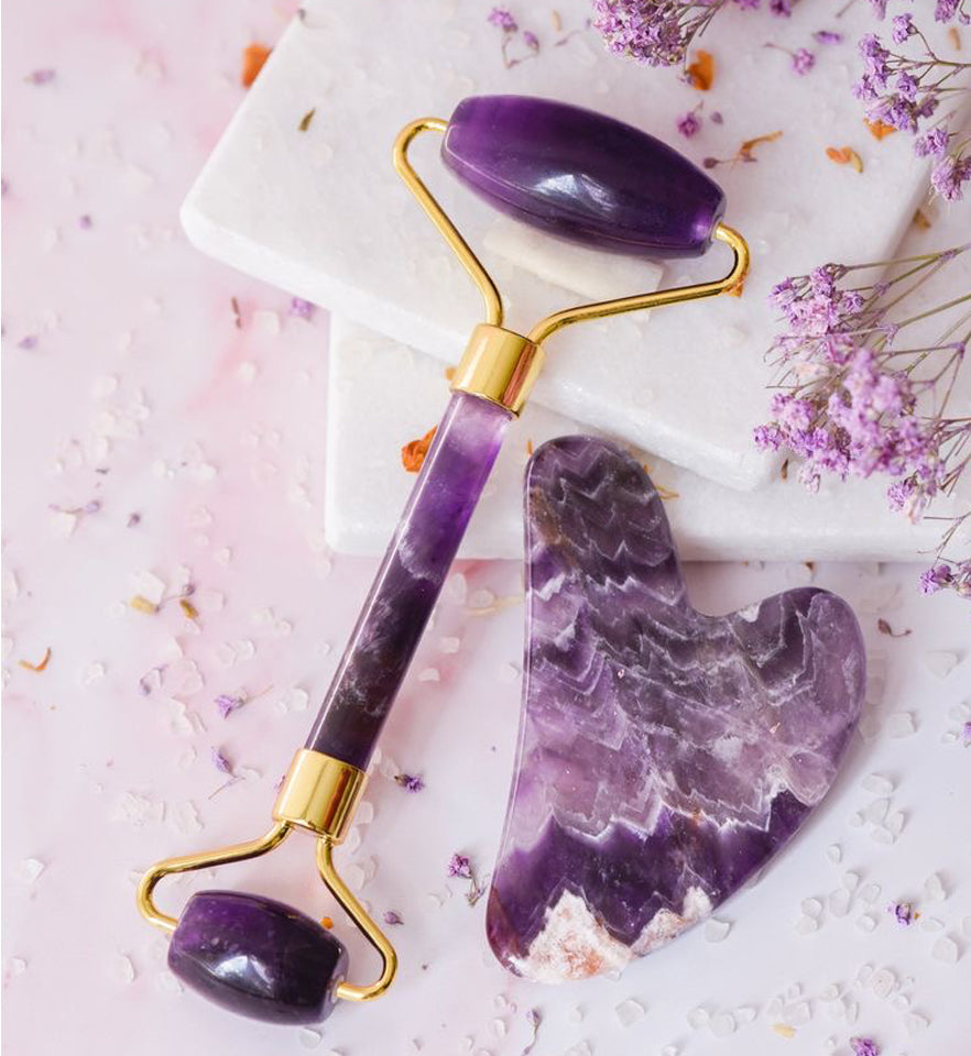 Celluvac Amethyst Facial Roller and Gua Sha