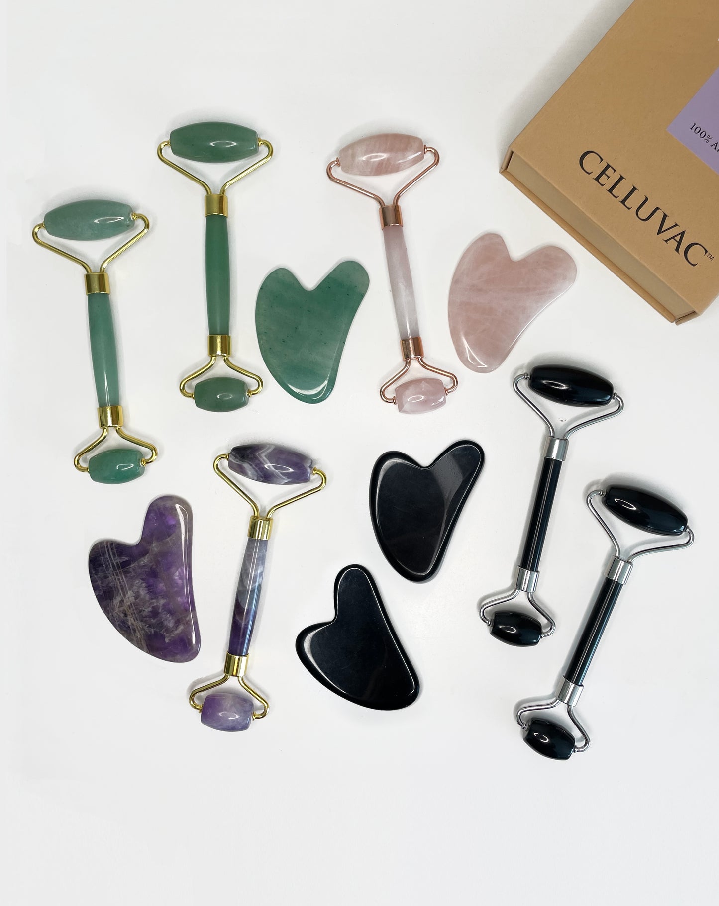 Celluvac Crystal Facial Roller's & Gua Sha's